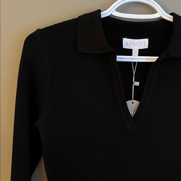 APRICOT collared ribbed knit dress with high slits size 6 - Picture 7 of 10